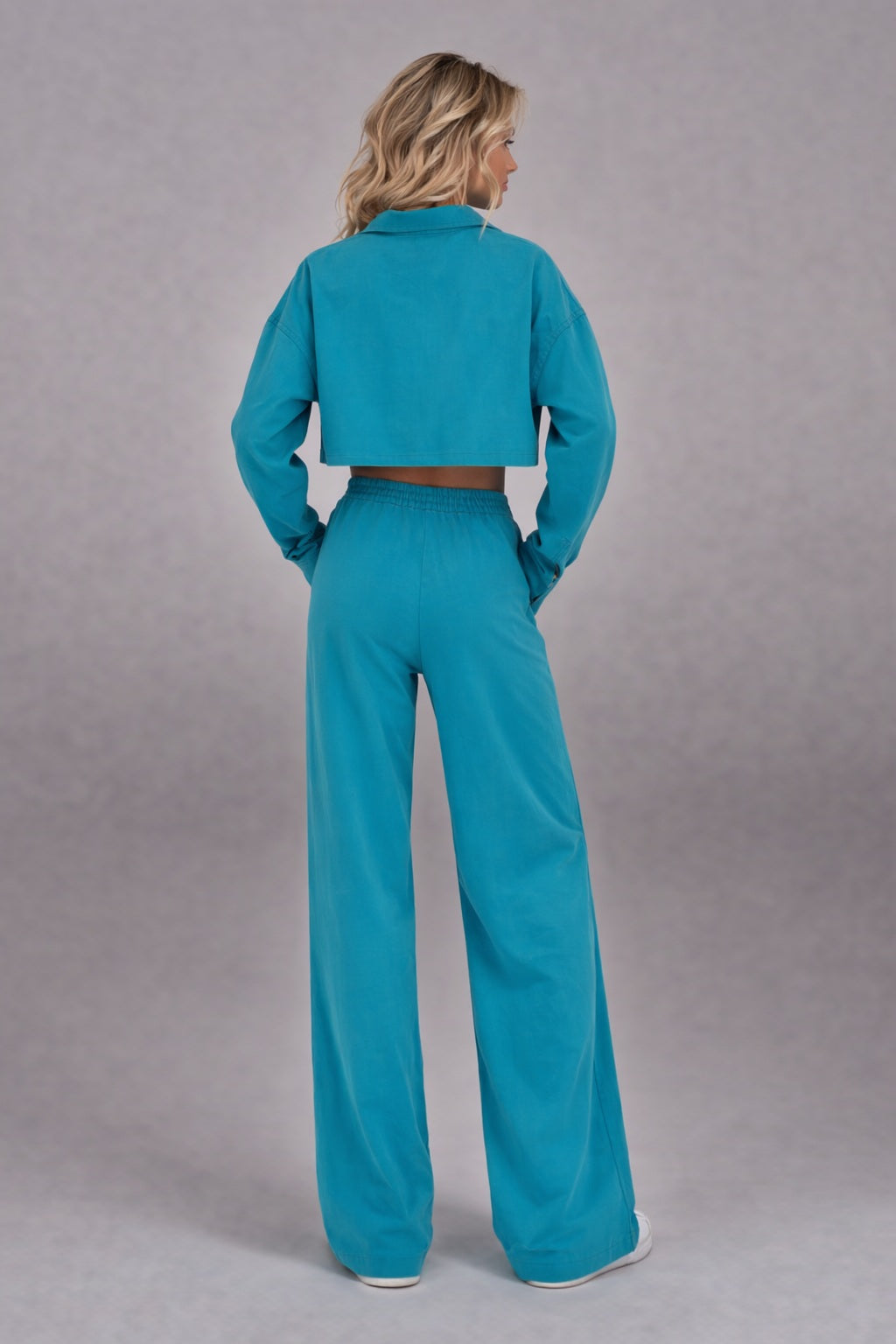 Wide leg broek & cropped blouse