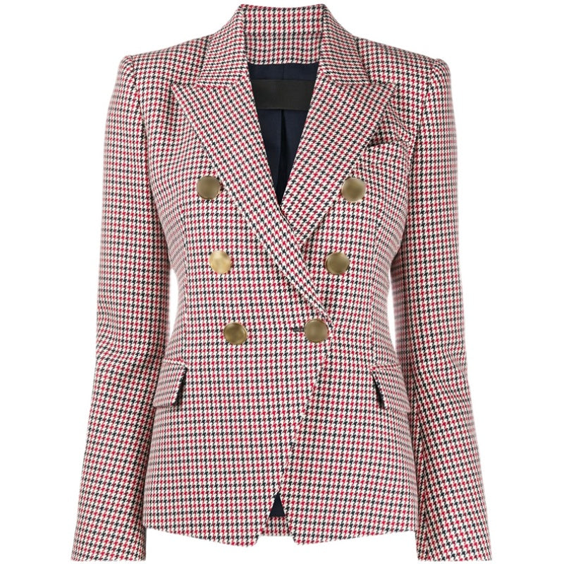 Camille Blazer Dubbelrijige pied-de-poule blazer