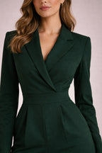 Luxe Blazer Jumpsuit met V-Hals & Wide-Leg Pasvorm