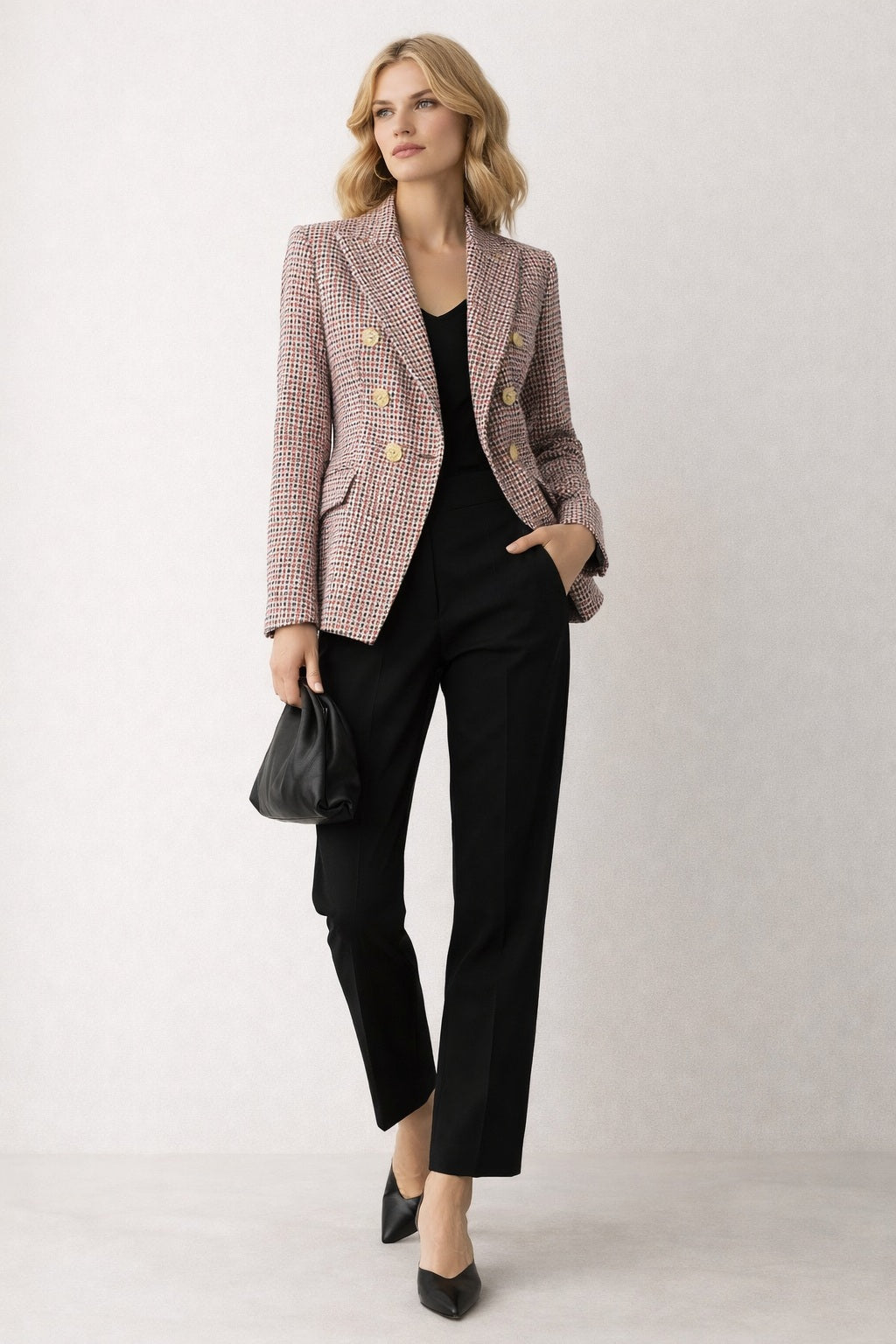 Camille Blazer Dubbelrijige pied-de-poule blazer